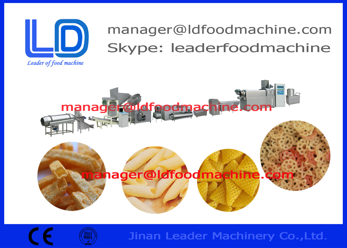 Grande machine frite de granule de casse-croûte de rendement élevé, ligne de traitement des denrées alimentaires des produits alimentaires