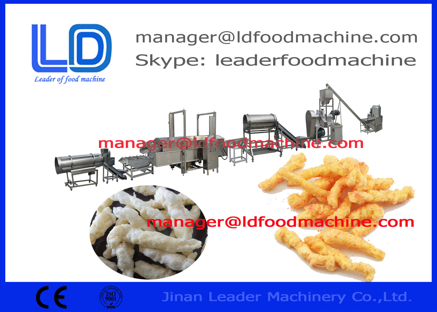 Cheetos/Niknak/Kurkure faisant la machine, machine 125kg/h 230kg/h de Cheetos d'acier inoxydable